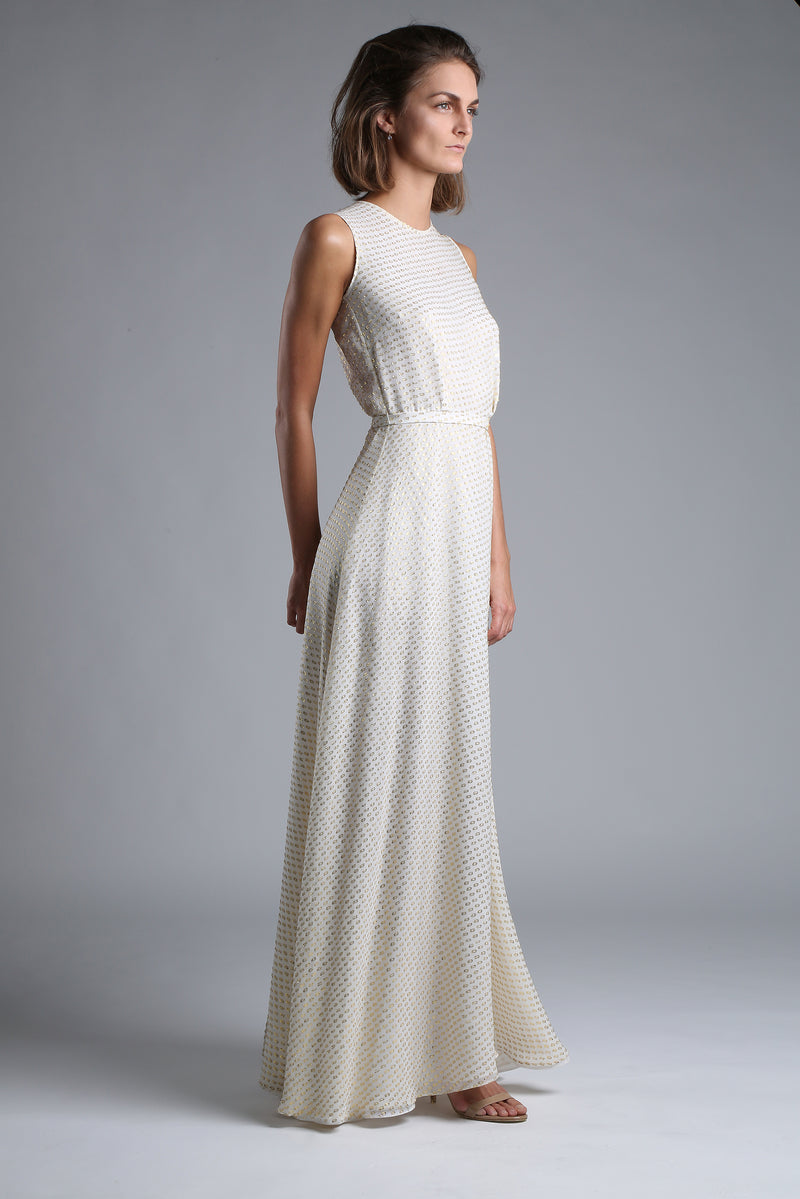 Robe longue blanche en soie Odysay