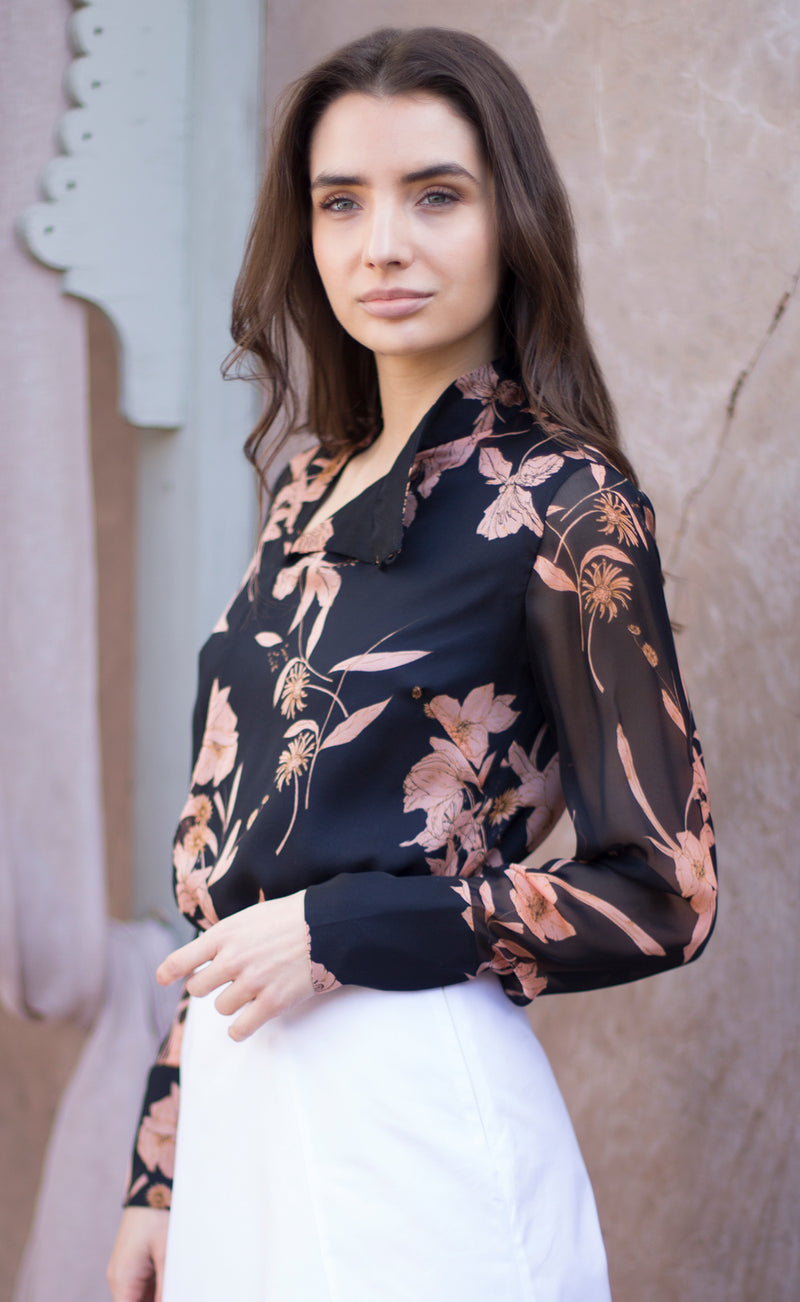 Blouse en imprimé fleuri en soie Odysay