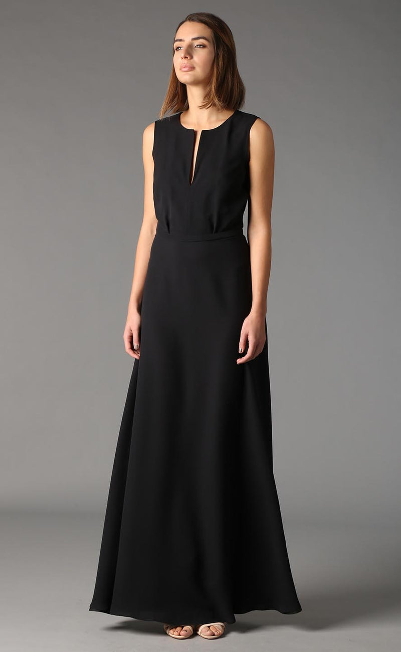 Valentina long black silk dress Odysay