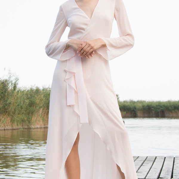 Bcbg asymmetrical 2025 satin wrap dress